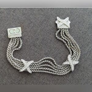Multi Strand Chain Bracelet Magnet Clasp With Rhinestones